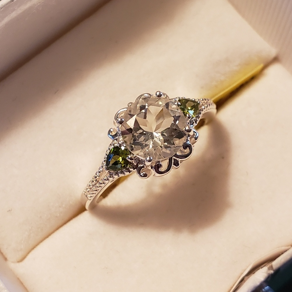 Green Amethyst and Peridot Ring